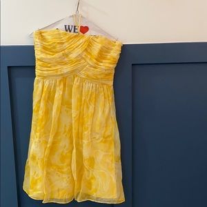 Yellow and white chiffon halter dress